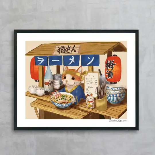 Mr.Kitty's Ramen Shop Fine Art Print