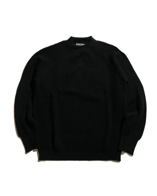 Margaret Howell Simple Rib Crew Neck Cotton Wool Black