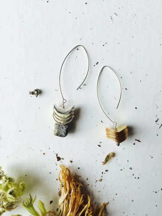 Asymmetrical Pyrite Earrings