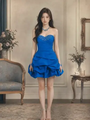 Charming Beaded Puffy Women's Homecoming Dress Navy Corset Short Prom Dress Birthday Dress RS2673