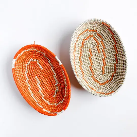 Small Senegal Basket in Orange and White
