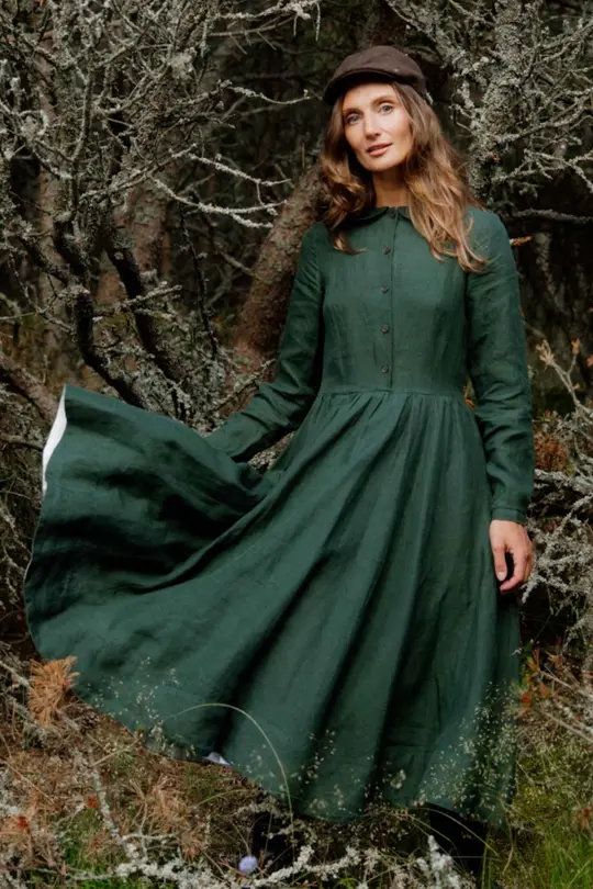 Classic – Long Sleeve Peter Pan Collar Linen Dress