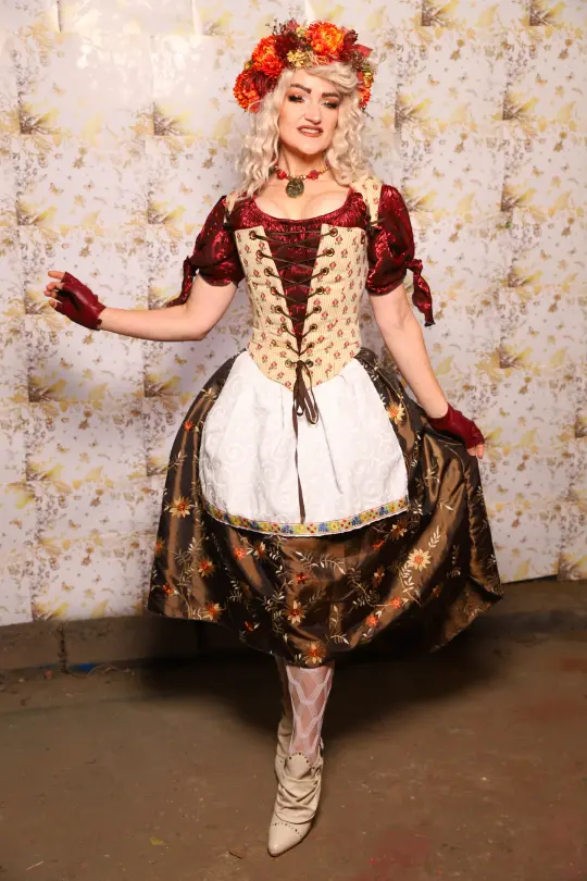 Oktoberfest Set #16: Elizabethan Corset + Hobbit Tulip Skirt + Apron *blouse sold separately* - Oktoberfest Sets Collection