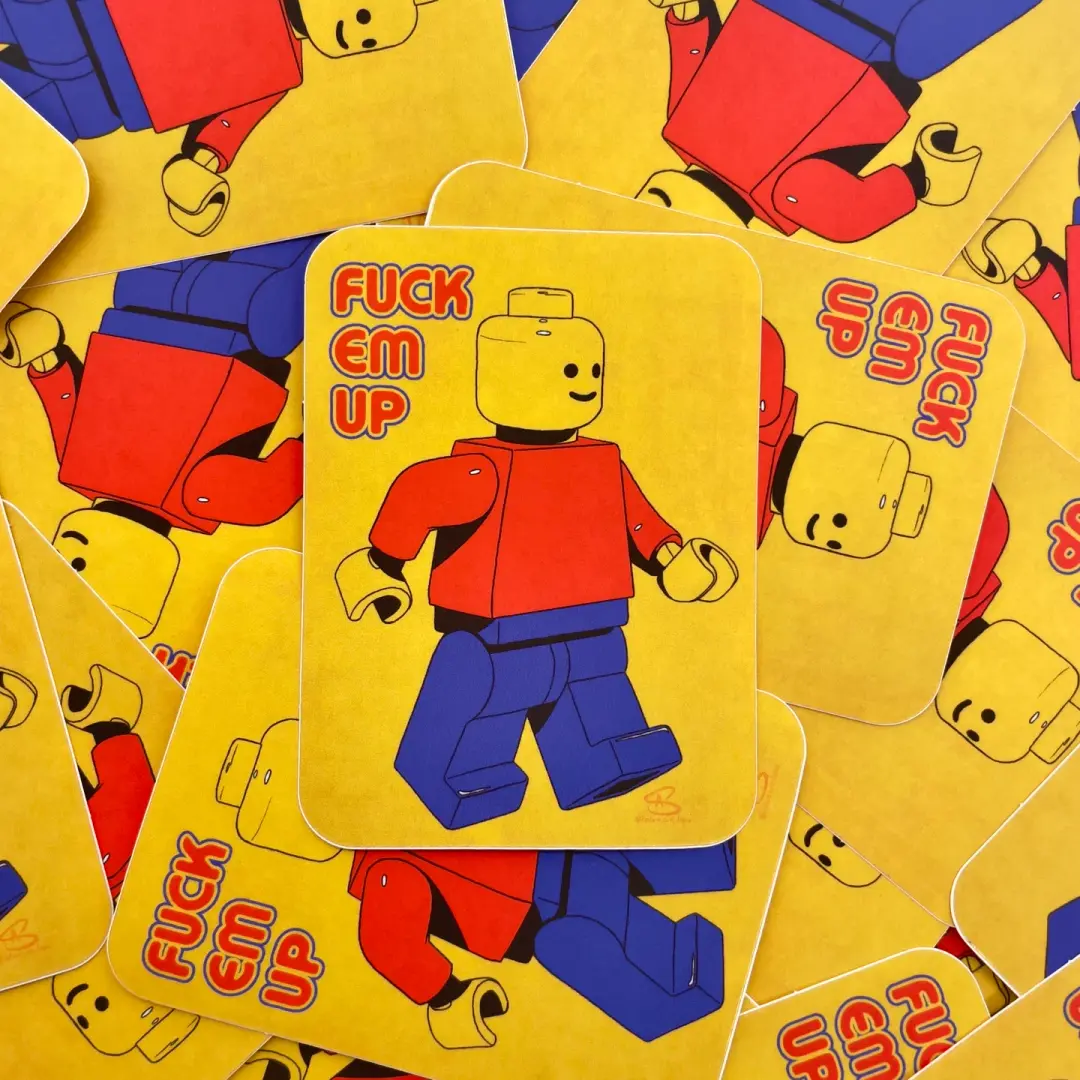 Fuck Em Up Lego Minifigure Sticker