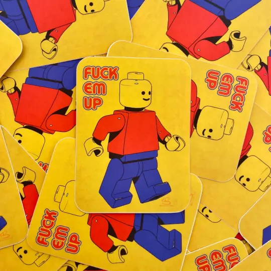 Fuck Em Up Lego Minifigure Sticker