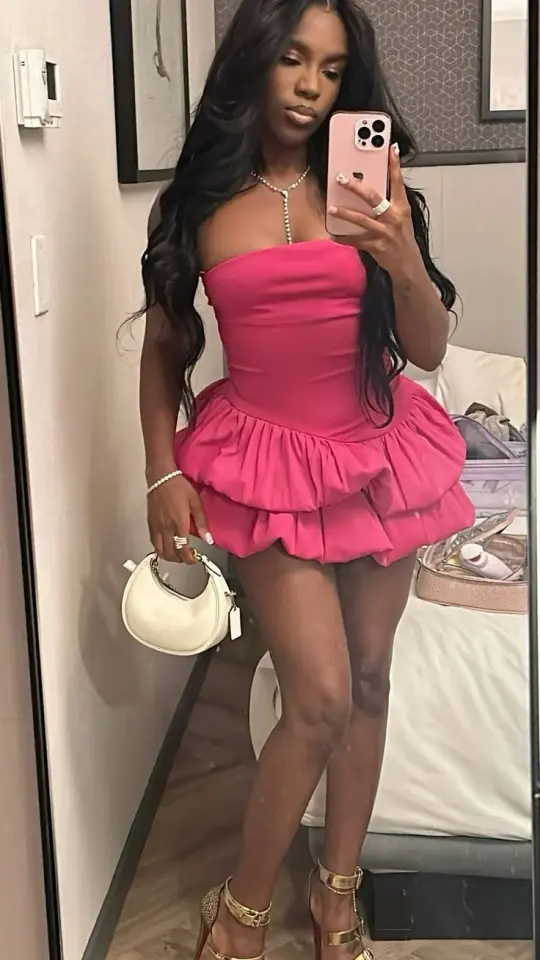 Cute Barbie Pink A-Line Strapless Tiered Bodycon Mini Birthday Dress Homecoming Dress RS272