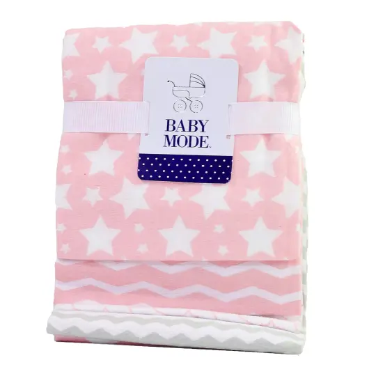 necessities by tendertyme Cotton Flannel Stars 4 Pc Baby Receiving Blankets, Pink