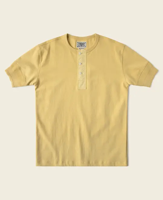Vintage Short Sleeve Henley T-Shirt - Yellow