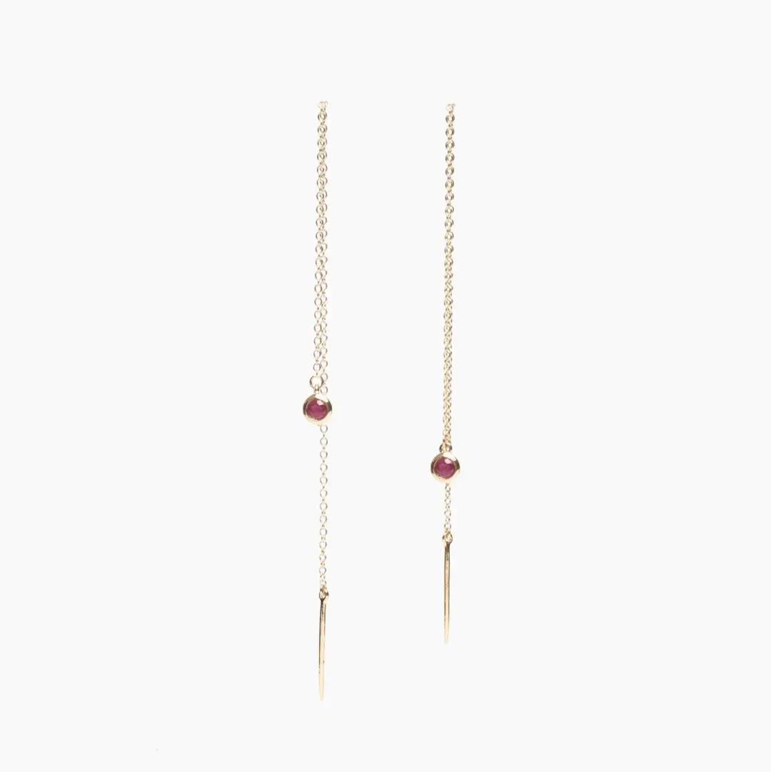 Gemstone Chain Threader Earrings