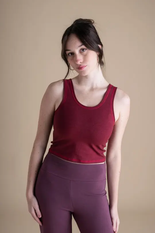 Crop Tank in Cranberry