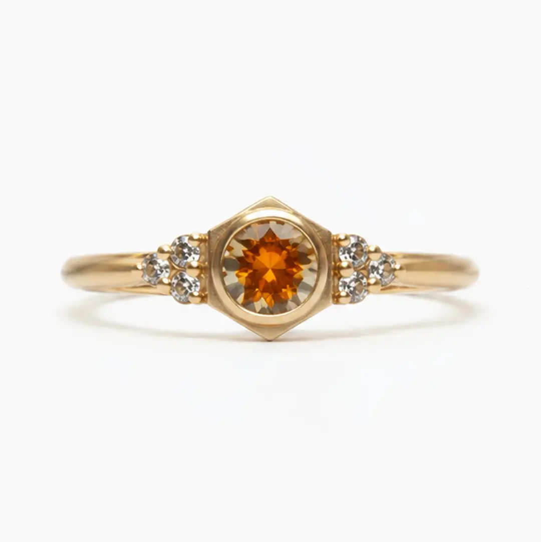 Sol ring - Kaleidoscope Sapphire/Salt & Pepper Diamonds