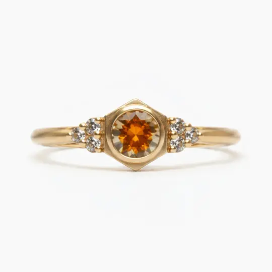 Sol ring - Kaleidoscope Sapphire/Salt & Pepper Diamonds
