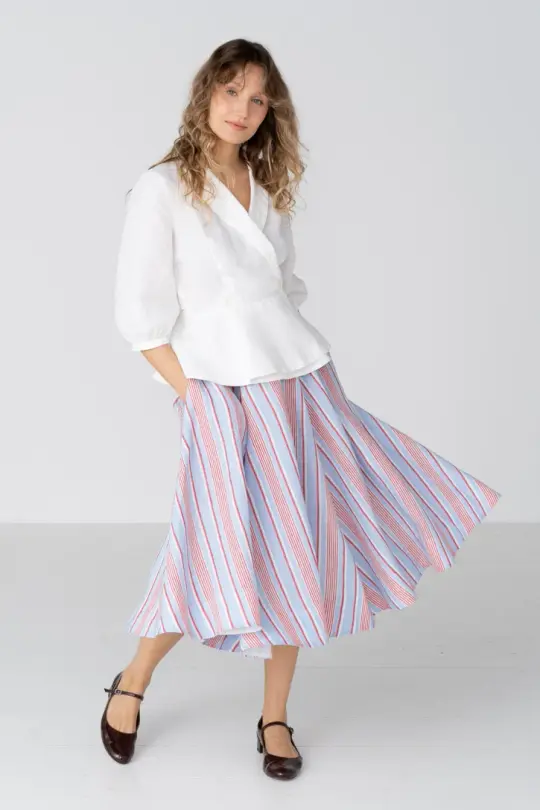 Classic – Full-Circle Linen Midi Skirt