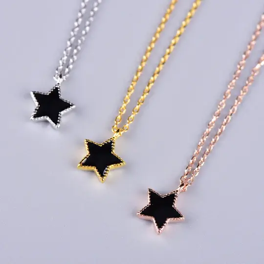 Tiny Blackstar Pendant and Necklace