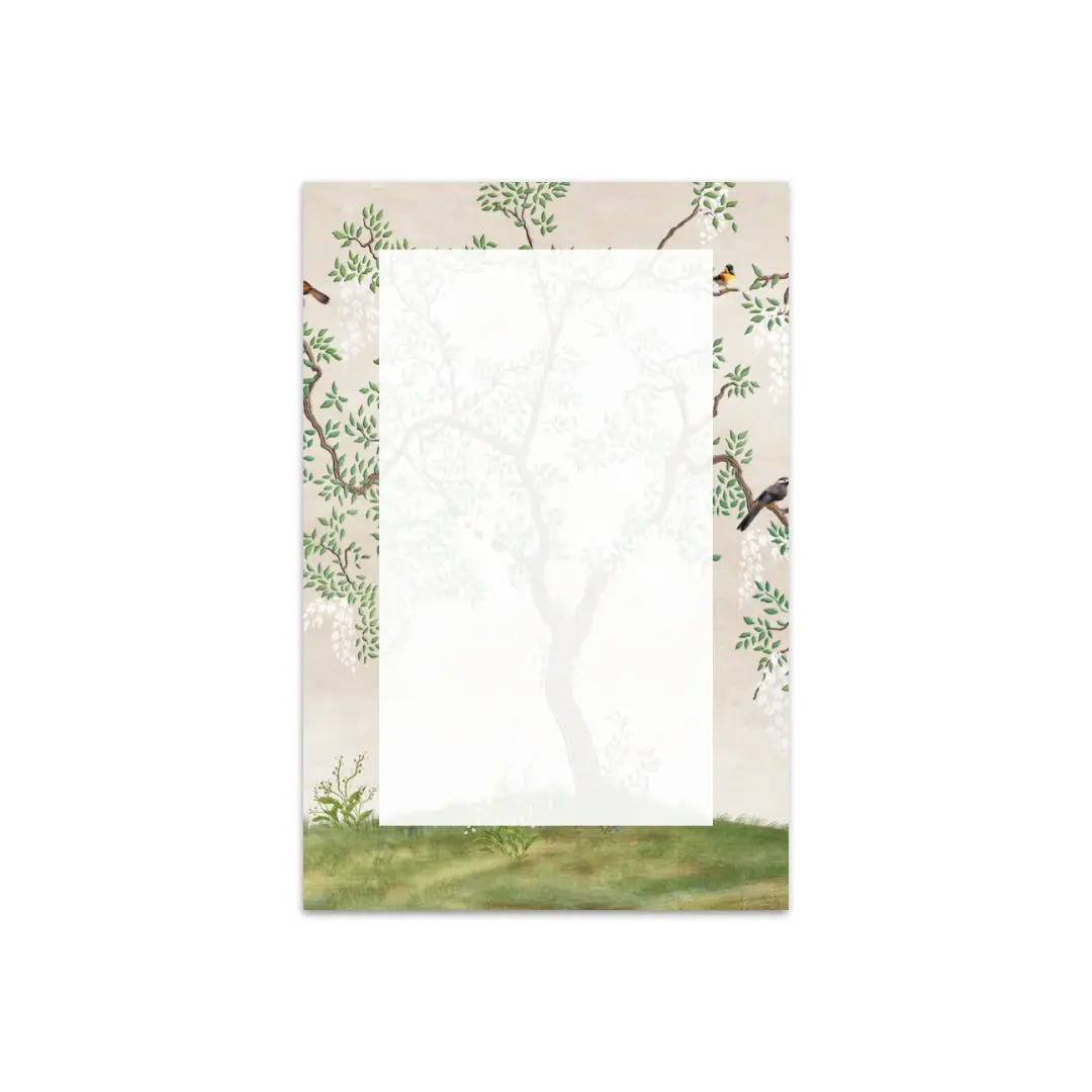 Green Chinoiserie print blank 4x6 size notepad