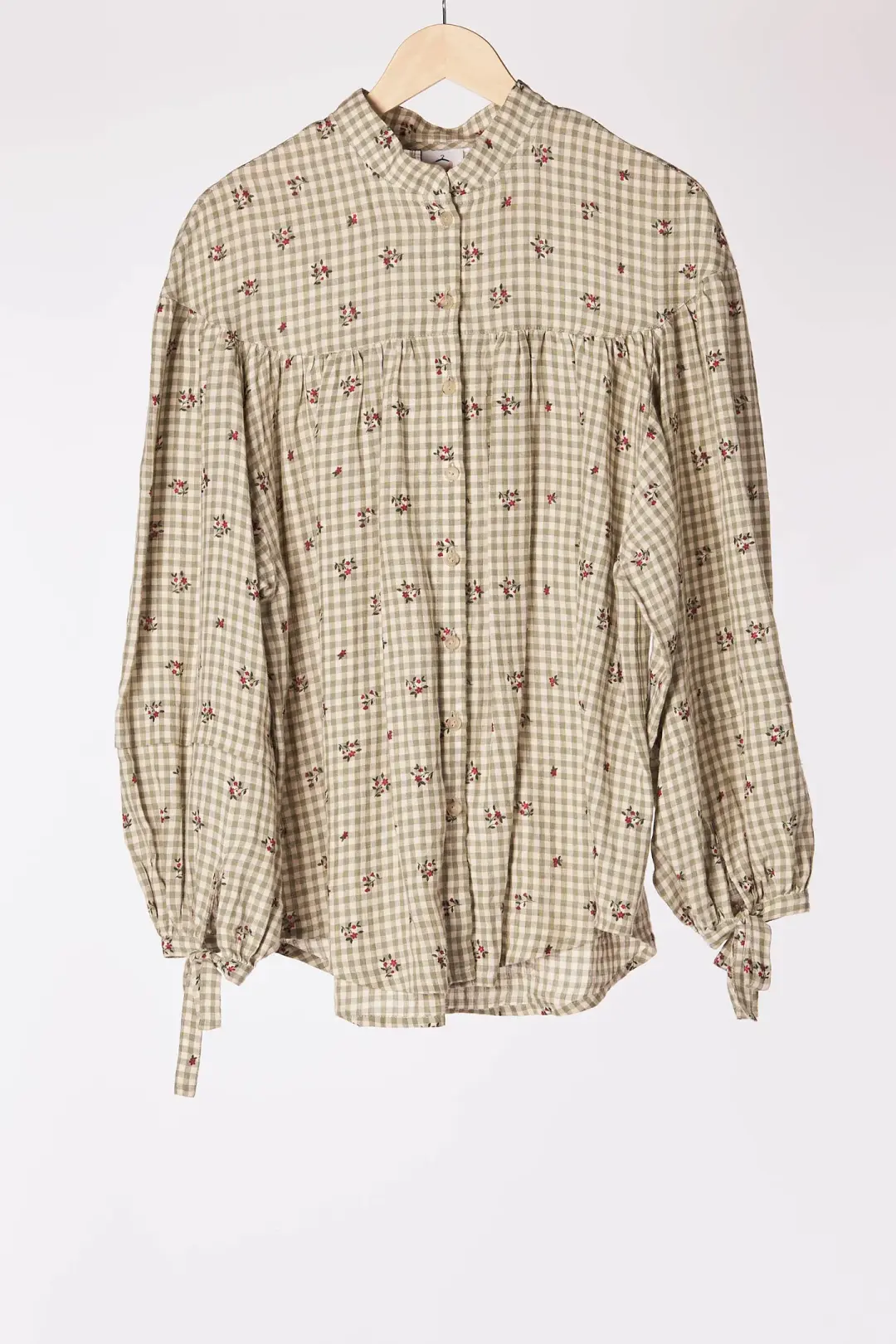 Annabel Shirt, Long Sleeve, Green Gingham