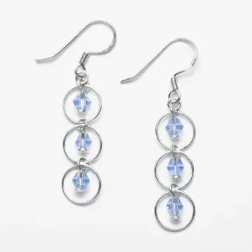 Blue Crystal Sterling Silver Earrings