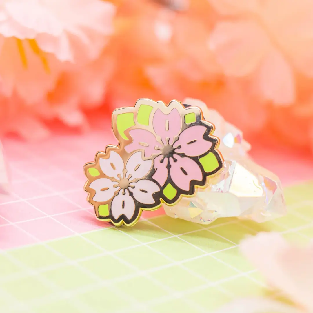 Sakura Season - double cherry blossom enamel pin