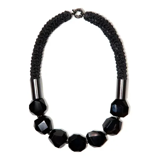 "Fracture" Black Facet Agate Neckpiece