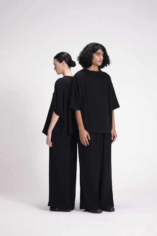 TEXTURED DRAWSTRING STRAIGHT PANT