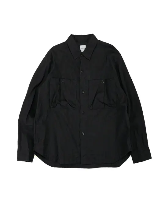 Sage de Cret LI/CO/WO Washed Lawn Cloth Work Shirt Jacket Black