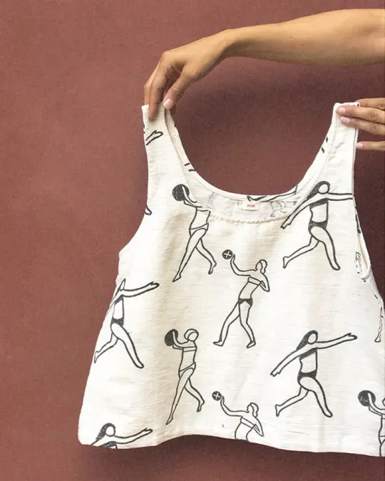 Classic Cotton Tank Top in Villa Block Print