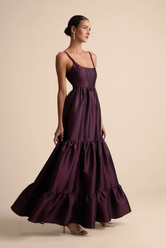 Flowy Chiffon Corset Prom Gown , Stunning Purple Maxi Evening Dress Cami Dress RS1883