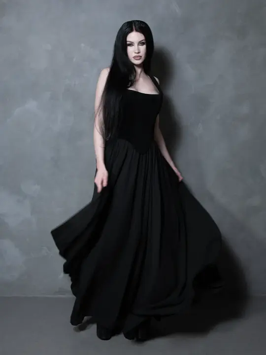 Mythical Maxi Skirt in Black Chiffon