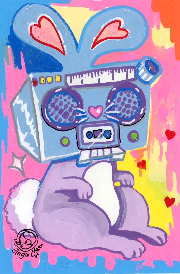 'Hippy Hoppy'  mixed media paint 2023
