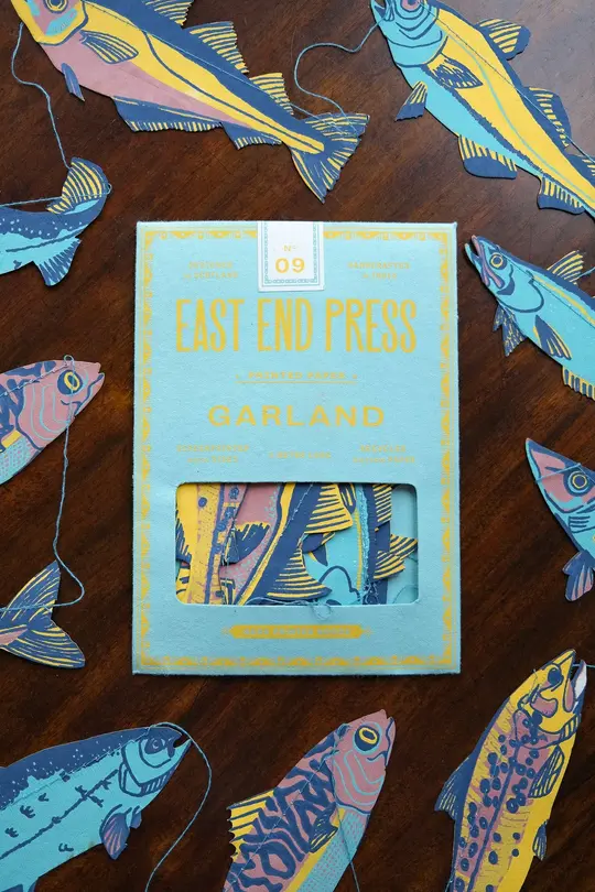 Fishes Screen Printed and Sewn Garland