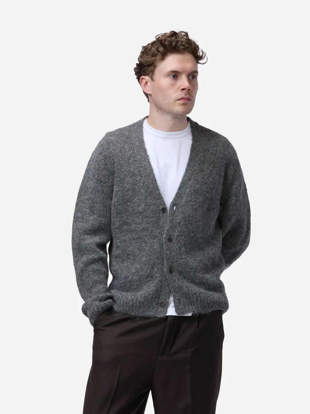 Classic Cardigan ~ Pewter Alpaca