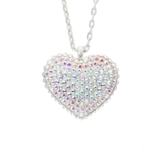 Mini Pavéd Heart Necklace in Aurora