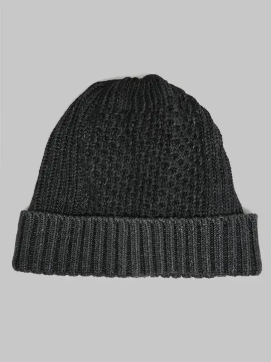 ROTOTO Aran Cable Indigo Watch Cap Black Denim