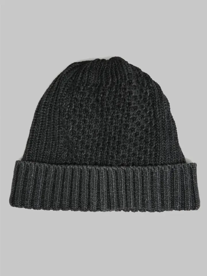 ROTOTO Aran Cable Indigo Watch Cap Black Denim