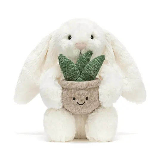 Cream Bunny with Plant