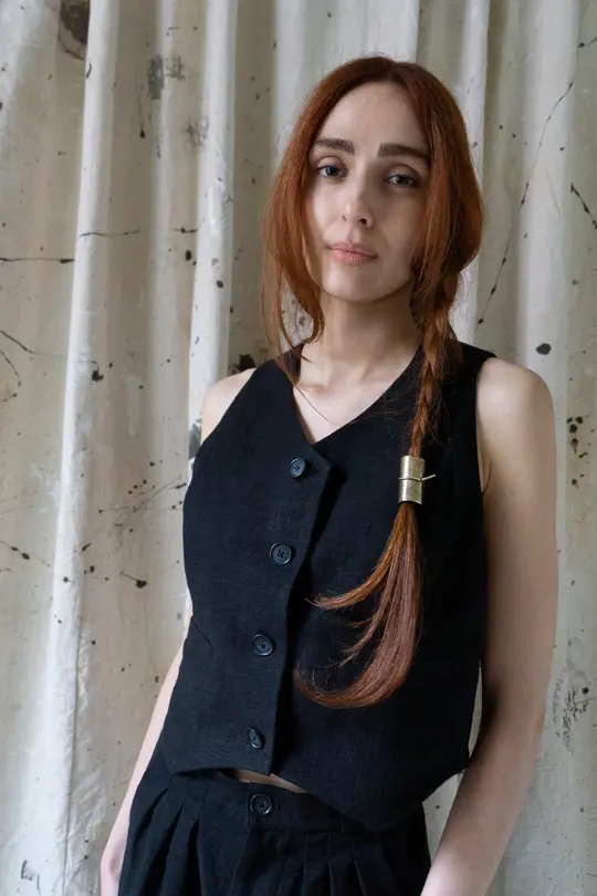 Ollie Linen Waistcoat - Black