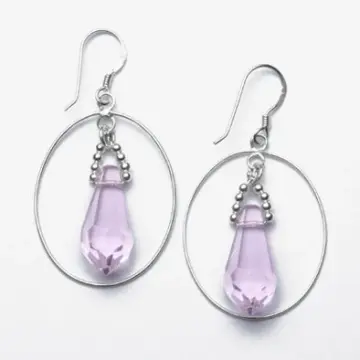 Pink Crystal Sterling Silver Hoops