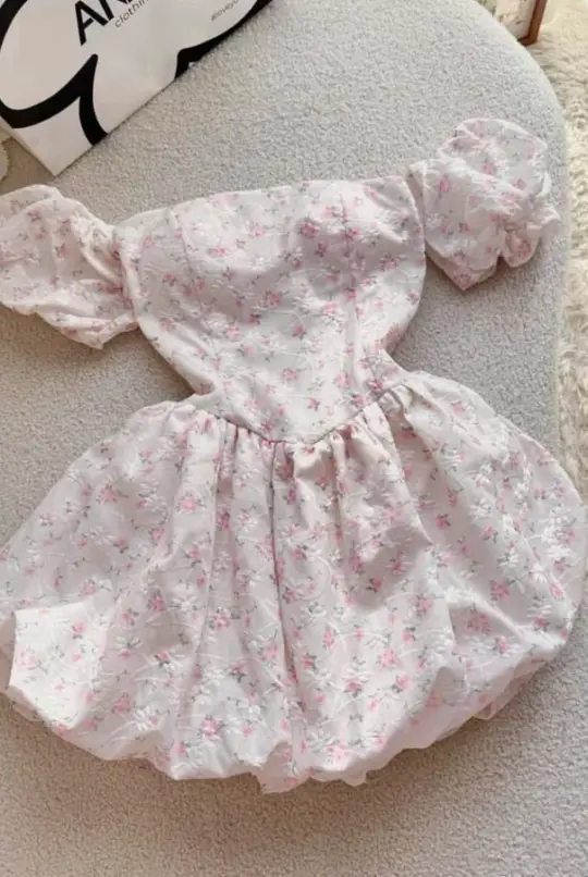 Cute Blush Pink Floral Homecoming Dress ,A-Line Bateau Corset Short Prom Dress RS1190