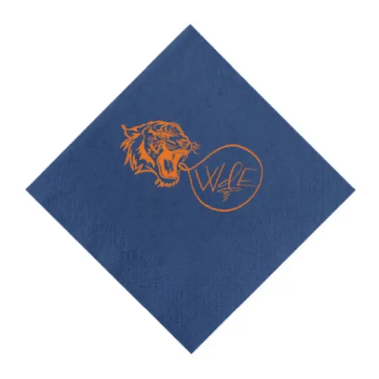 Orange on Navy "War Eagle, WDE" Auburn Gameday Foil Print Cocktail Napkins, set of 20