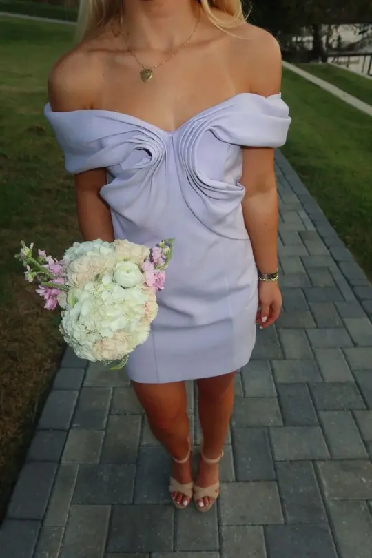 Minimalist Lavender Sheath Portrait Bodycon Mini Dress Homecoming Dress RS222
