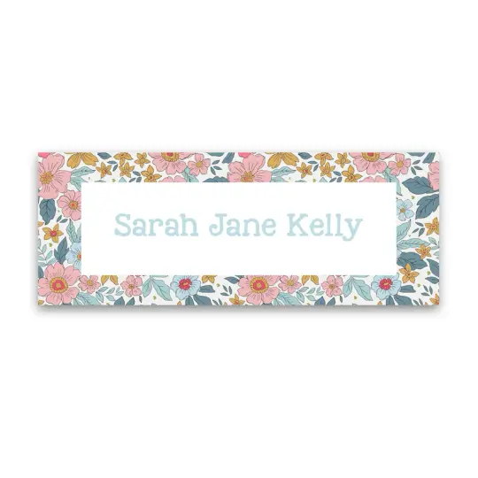 Girl's pink blue print Floral Vinyl Sticker Label
