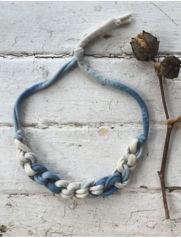 INDIGO Dip Dyed Hand Crochet Necklace