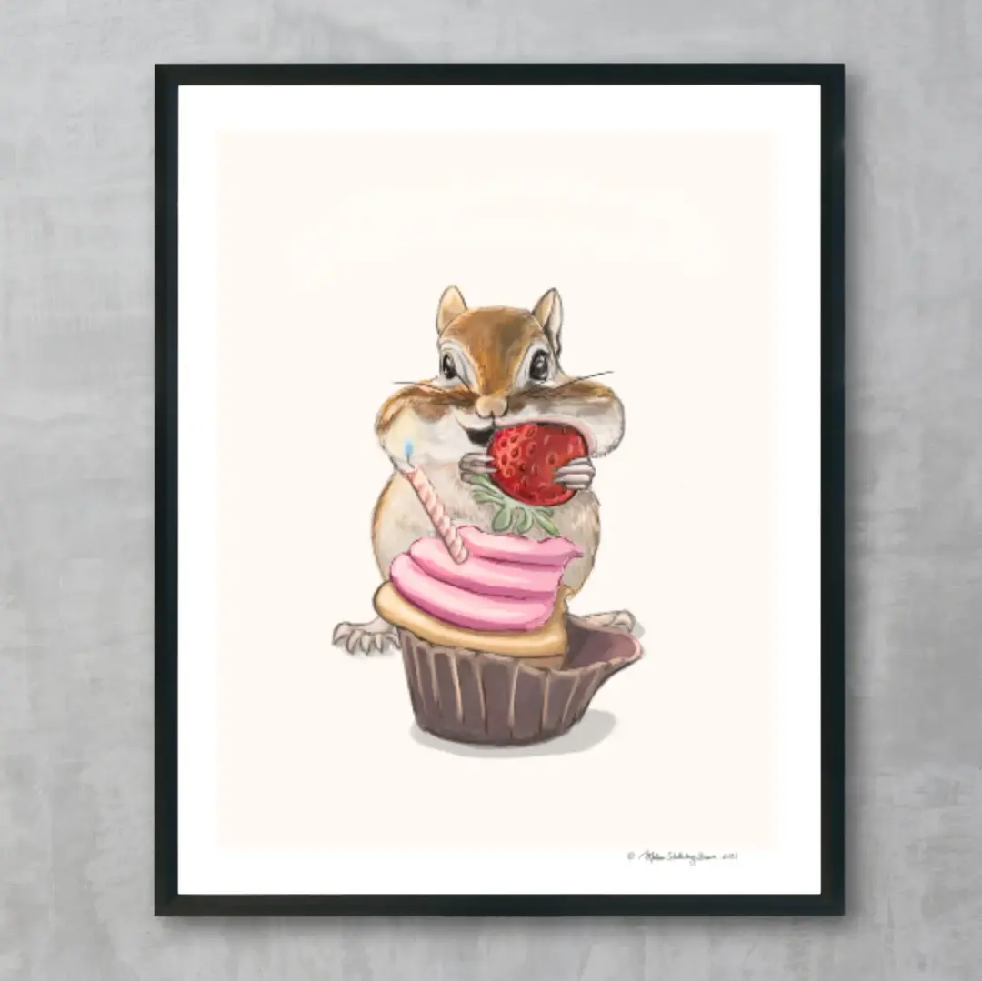 Chipmunk Cupcake Fine Art Print, Wholesale
