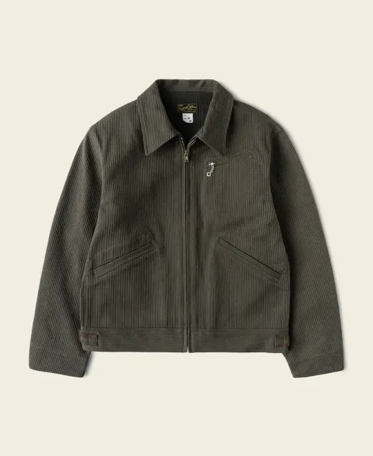 1940s Pique Stripe Cotton Cossack Jacket - Coffee