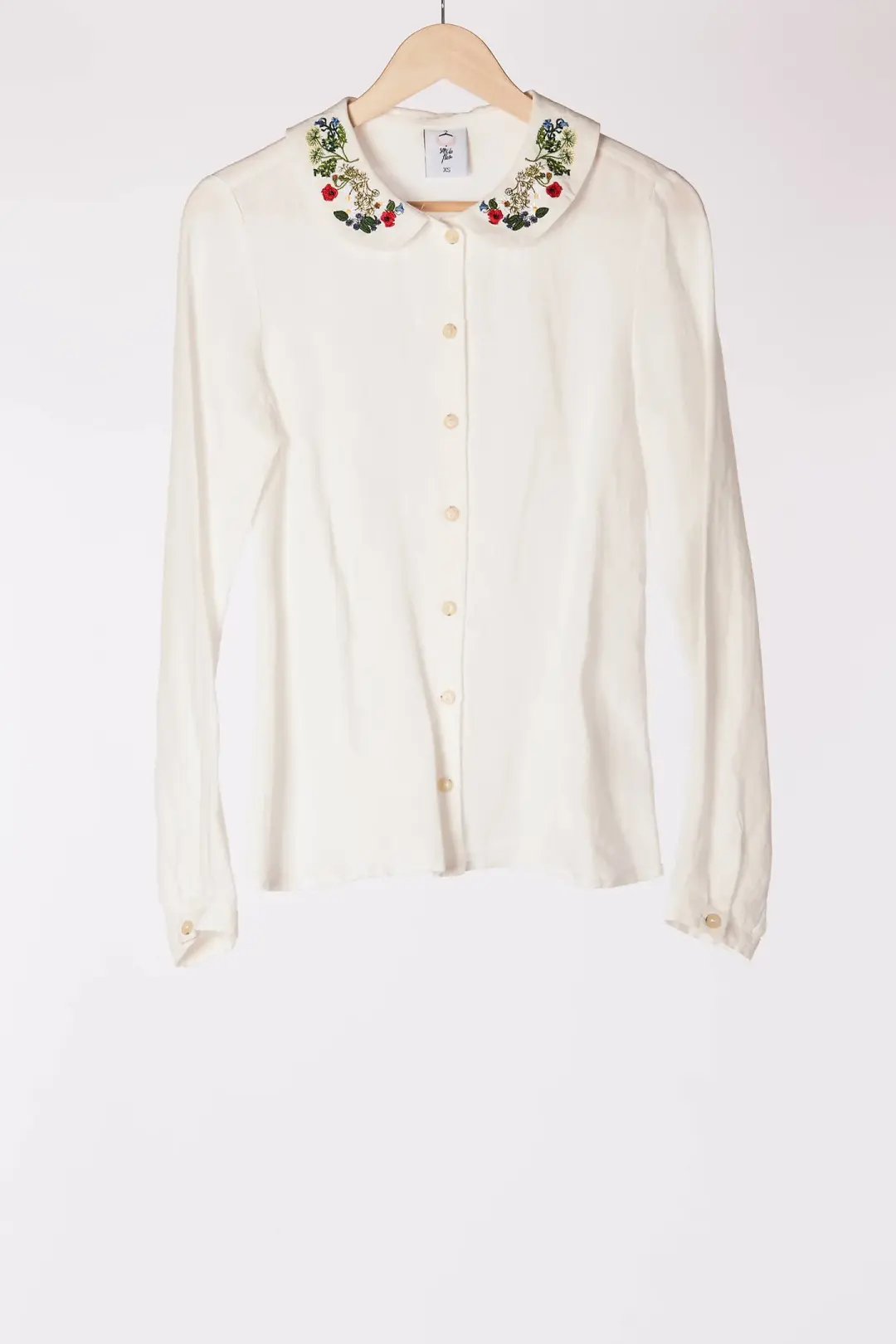 Garden Collar Classic Shirt, Long Sleeve, White Magnolia
