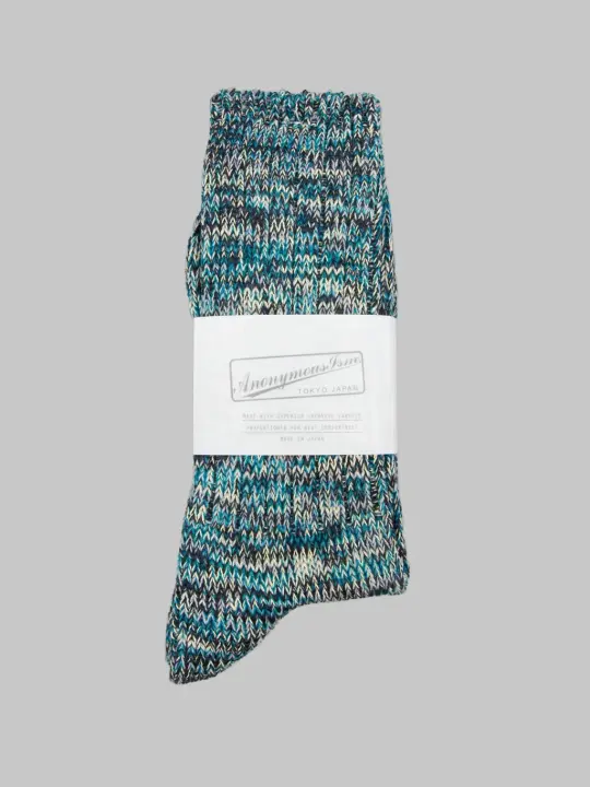 Anonymous Ism 5 Colour Mix Crew Socks Indigo