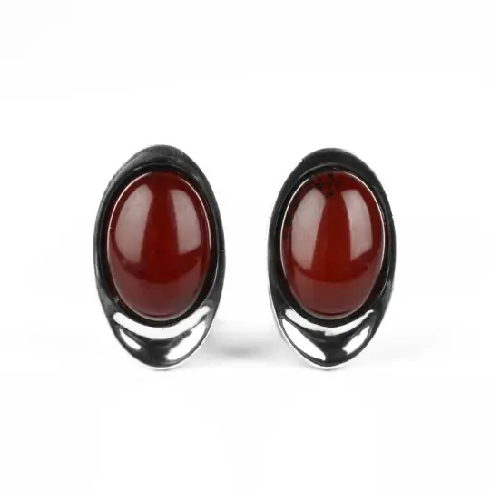 Clip On Cherry Amber Oval Earrings