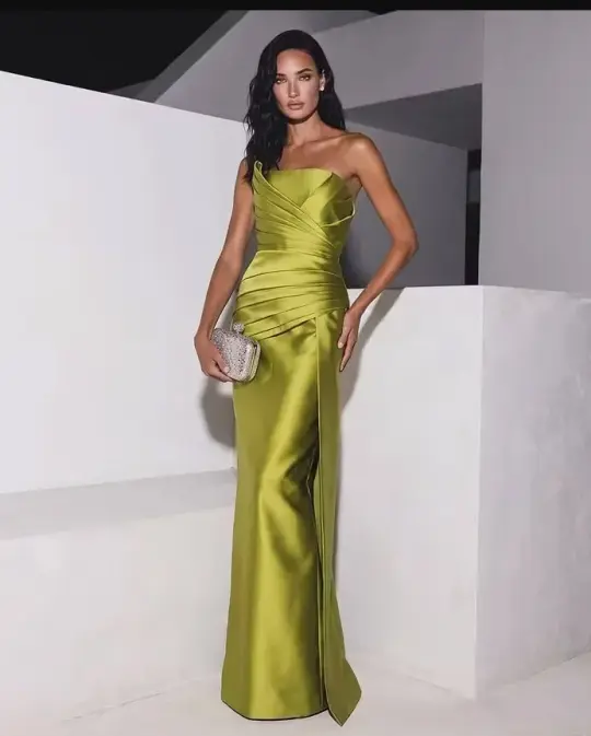 Silky Satin Bodycon Prom Gown , Stunning Green Maxi Evening Dress Ball Gown RS1877