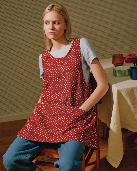 Midi Cross Back Linen Apron