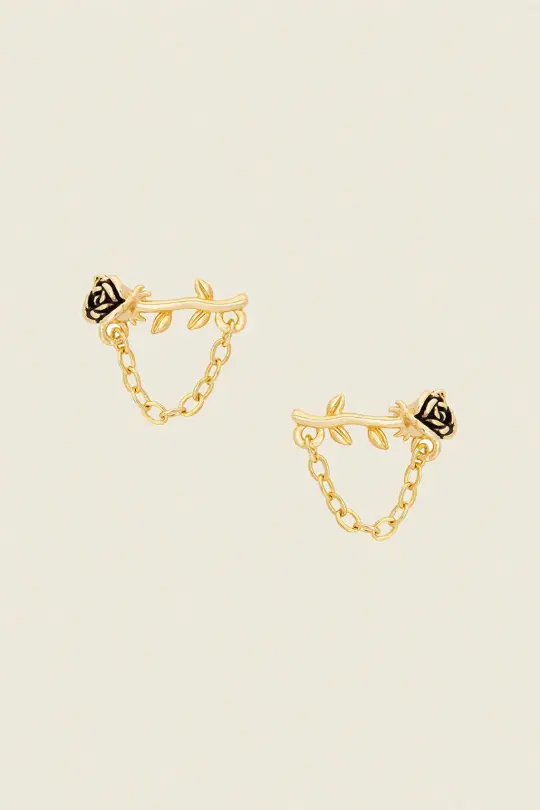 Chained Rose Earrings